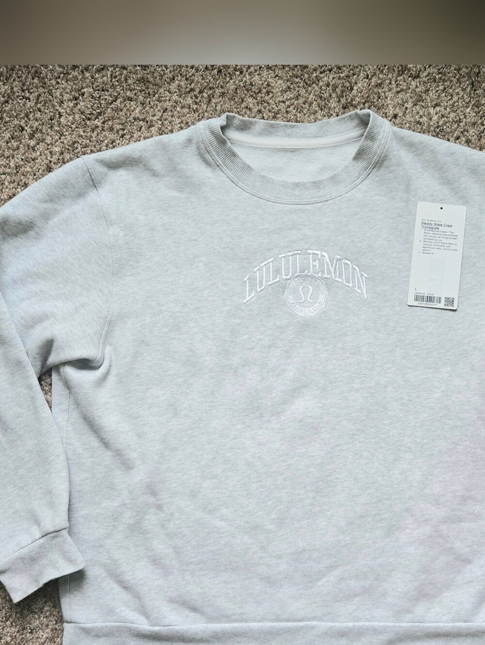 LULULEMON Steady State Collegiate Logo/graphic Crew Pullover Sweatshirt - Mens L